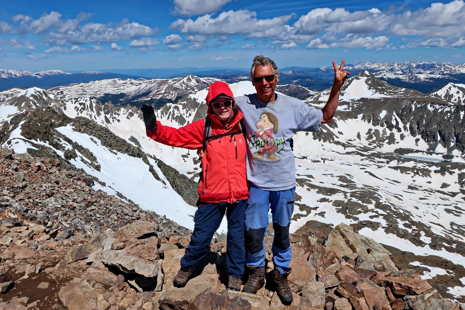 Marion and Alfred on top of 4348 meters high Quandary Peak